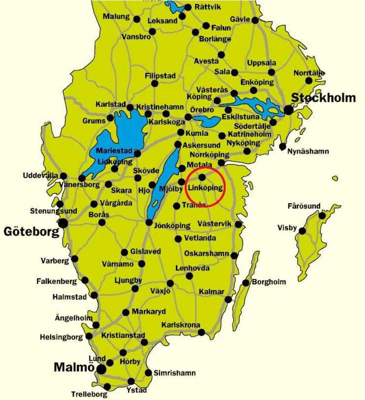 Sør-Sverige kart - Kart over sør-Sverige (Nord-Europa - Europa)
